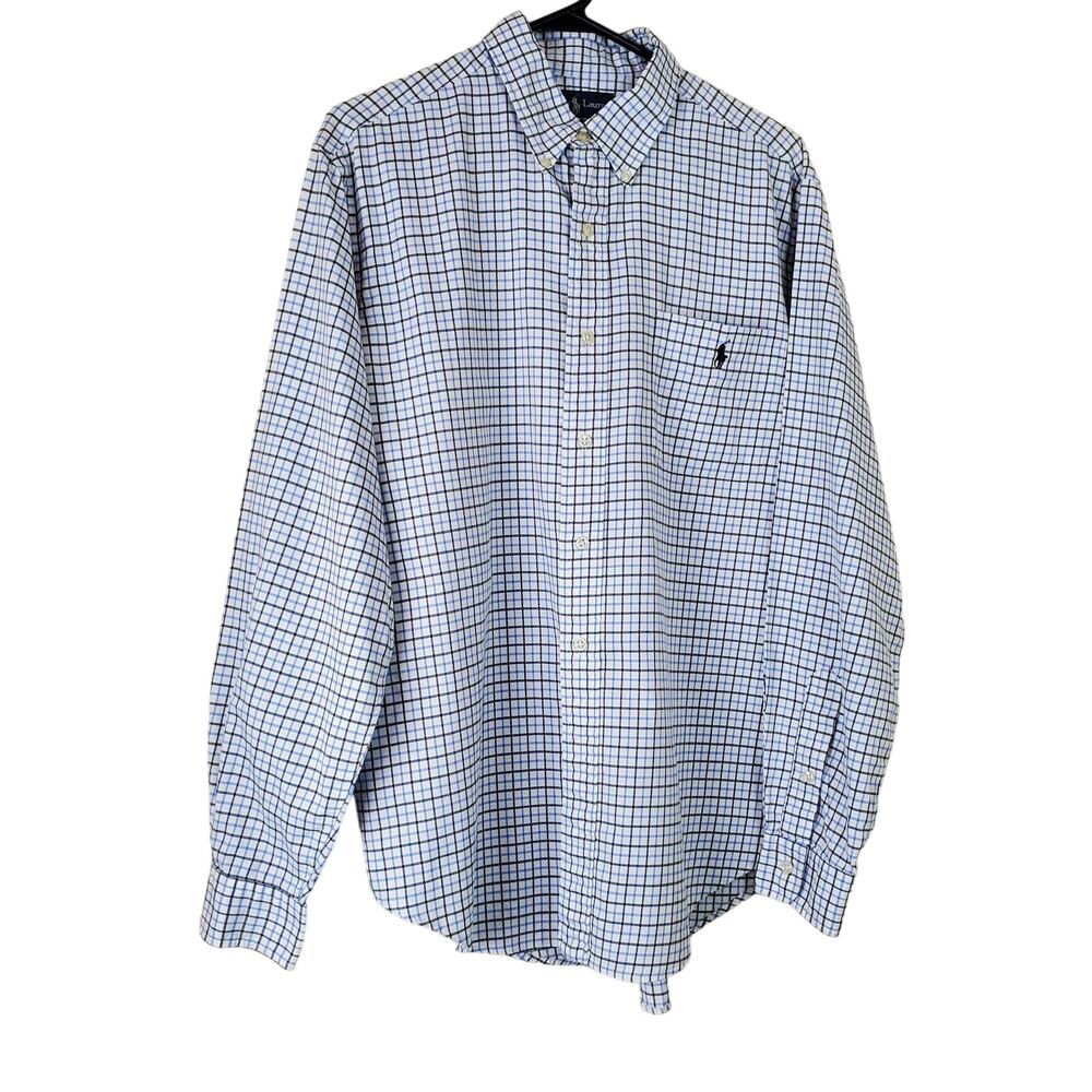 Men's 100% Cotton Ralph Lauren Button Down Plaid Classic Fit Shirt | Size Large - Picture 4 of 9